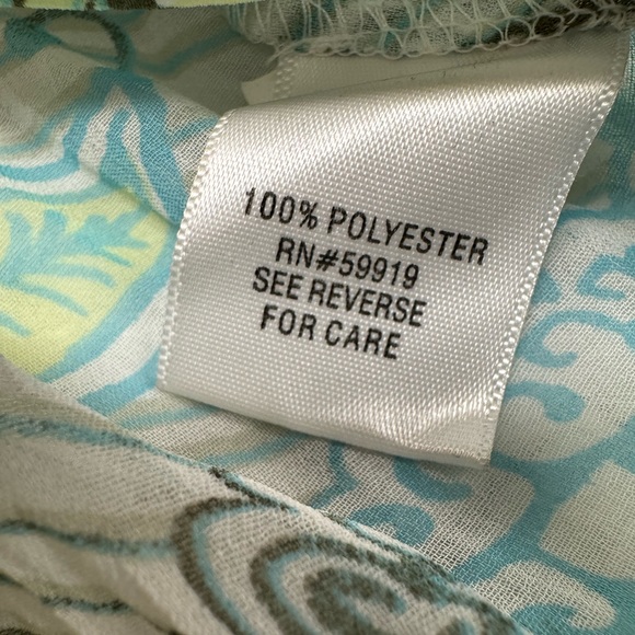 Apt. 9 Sheer Long Sleeve Blouse Blue Grey Olive with Ruffle Detail XL - Picture 6 of 9